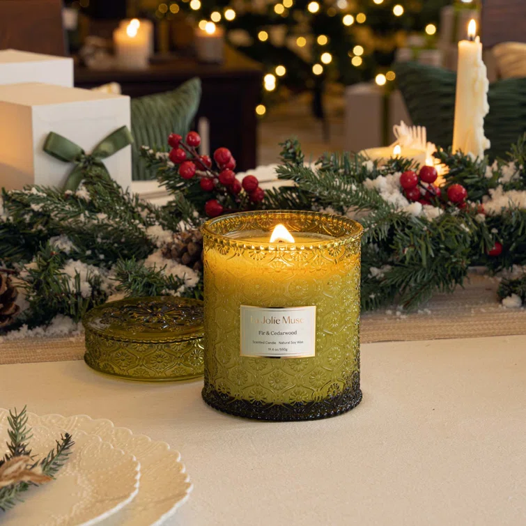 Christmas candles office decor